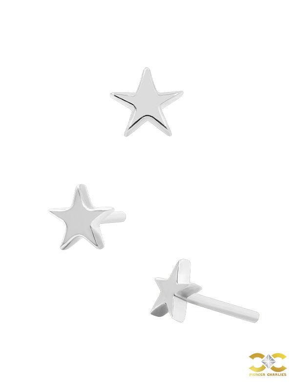 Junipurr Star Push-In Stud Earring, 14k White Gold