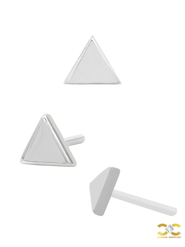 Junipurr Triangle Push-In Stud Earring, 14k White Gold