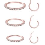 18k Rose Gold Swarovski® Zirconia Pave Ring Clicker, 18g, Small