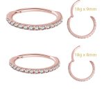 18k Rose Gold Swarovski® Zirconia Pave Ring Clicker, 18g, Medium