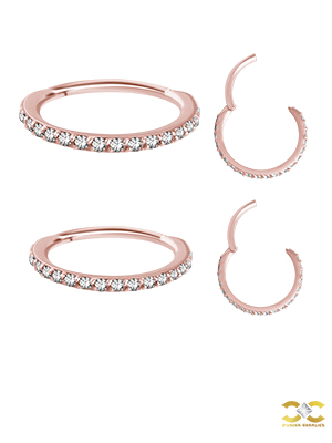 18k Rose Gold Swarovski® Zirconia Pave Ring Clicker, 18g, Medium