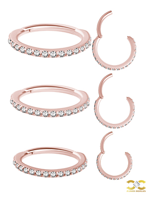 18k Rose Gold Swarovski® Zirconia Pave Ring Clicker, 16g, Medium