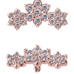 3-Flower Garland Threaded Stud Earring, 18k Rose Gold