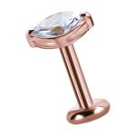 Prong Marquise Threaded Stud Earring, 18k Rose Gold