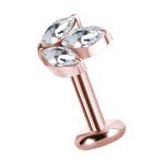 Marquise Lotus Threaded Stud Earring, 18k Rose Gold