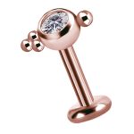 4-Beads Gem Threaded Stud Earring, 18k Yellow Gold