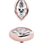 Bezel Marquise Threaded Stud Earring, 18k Rose Gold
