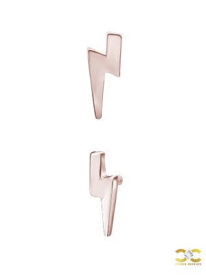 Lightning Bolt Threaded Stud Earring, Mini, 18k Rose Gold