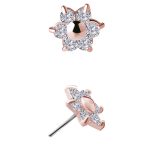Flower Push-In Stud Earring, Dome Center, 18k Rose Gold