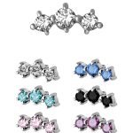 Swarovski® Zirconia 3-Cluster Stud, Steel
