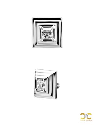 Steel Swarovski® Zirconia Zigurat Stud