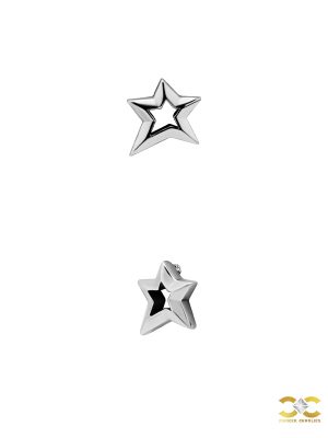 Star Threaded Stud Earring, Hollow, Steel