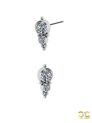 6-Bead 2-Swarovski® Zirconia Threaded Stud, Titanium