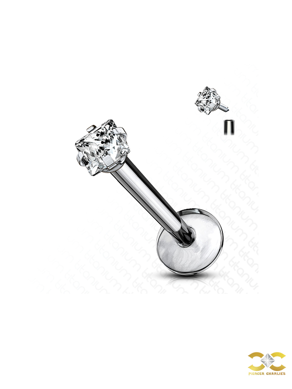 Prong Set Triangle CZ Threaded Stud 