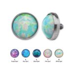 Created Opal Threaded Stud Earring, Titanium