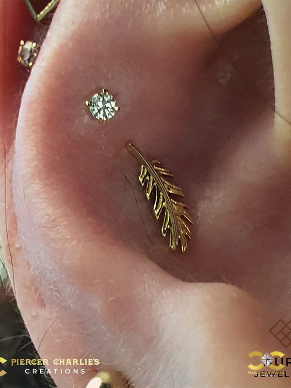 Auris Phoenix Threaded Stud Earring, 14k Yellow Gold