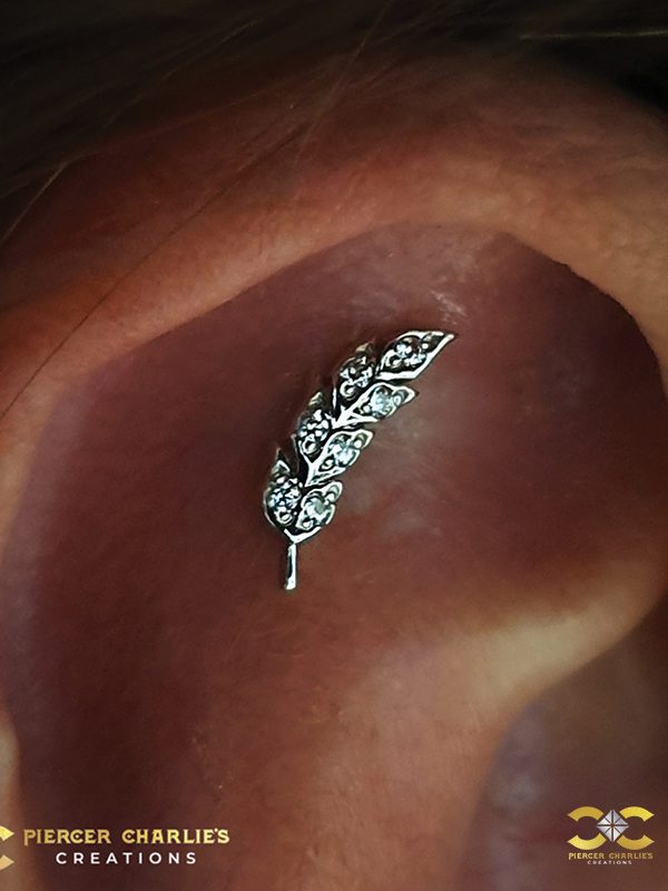 Auris Firebird Threaded Stud Earring, 14k White Gold