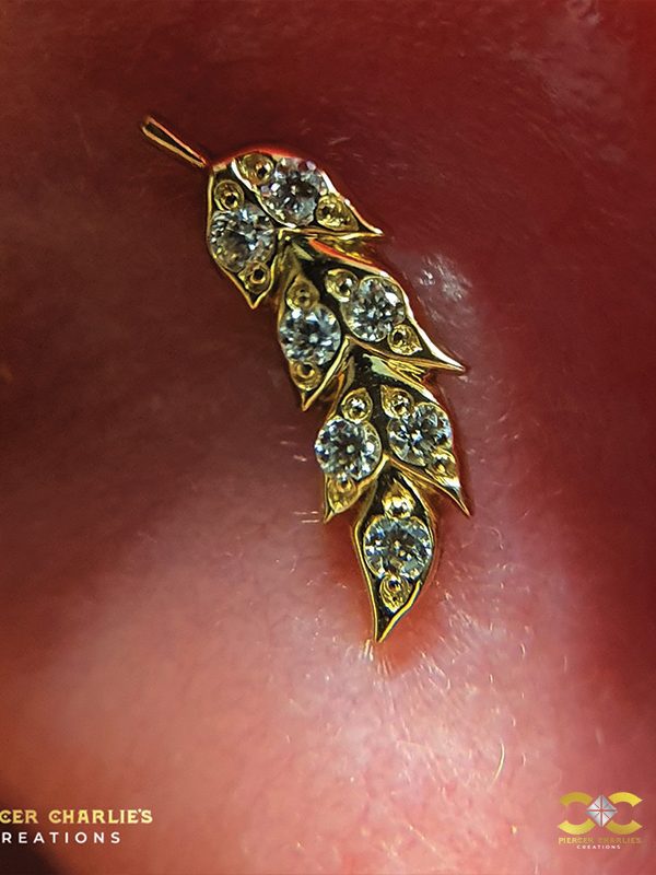 Auris Firebird Threaded Stud Earring, 14k Yellow Gold