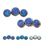 3-Created Opal Cluster Threaded Stud Earring, Titanium
