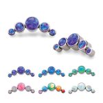 5-Created Opal Cluster Threaded Stud Earring, Titanium
