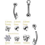 4-Beads Gem Rook Bar, Titanium