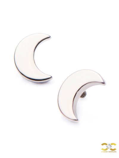 Crescent Moon Threaded Stud Earring, Titanium