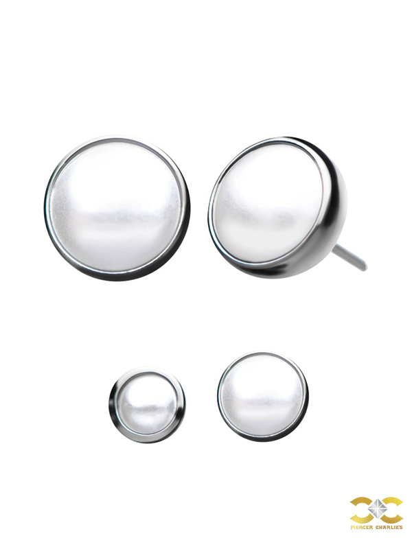 Created Pearl Push-In Stud Earring, Titanium