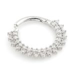 Double Pave Daith Clicker Earring, 14k-9k White Gold, 9mm