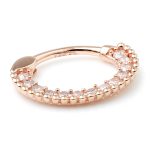 Pave Beaded Daith Clicker Earring, 14k-9k Rose Gold, 6mm Oval