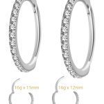 18k White Gold Swarovski® Zirconia Pave Ring Clicker, 16g, Conch