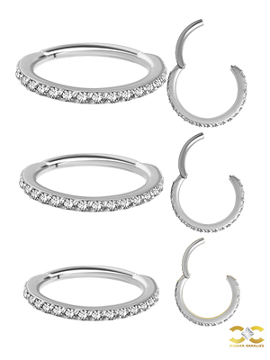 18k White Gold Swarovski® Zirconia Pave Ring Clicker, 16g, Medium