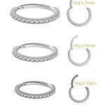 18k White Gold Swarovski® Zirconia Pave Ring Clicker, 16g, Small