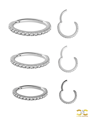 18k White Gold Swarovski® Zirconia Pave Ring Clicker, 16g, Small