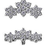 3-Flower Garland Threaded Stud Earring, 18k White Gold