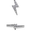 Pave Lightning Bolt Threaded Stud Earring, 18k White Gold