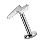 Lightning Bolt Threaded Stud Earring, Mini, 18k White Gold