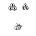 Tribead Push-in Stud Earring, 18k White Gold