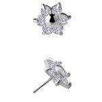 Flower Push-In Stud Earring, Dome Center 18k, White Gold