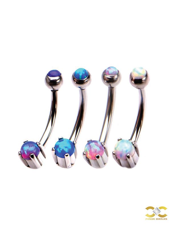 Double Created Opal Rook Bar, Steel - Piercer Charlie's Creations