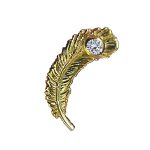 BodyGems Feather Threaded Stud Earring, 14k Yellow Gold