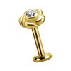 Flower Gem Threaded Stud Earring, 18k Yellow Gold
