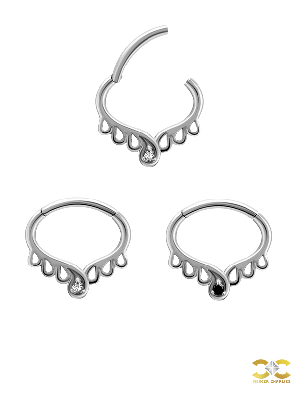 Tear Drop Gem Daith Clicker Earring, Steel, 6mm Oval