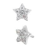 Pave Star Push-In Stud Earring, 14k White Gold