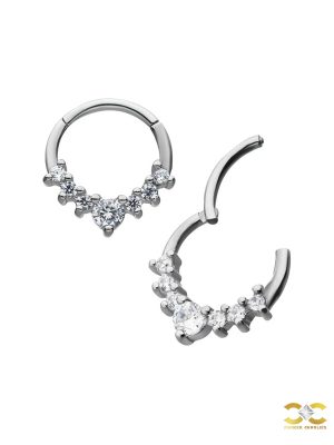 7-Gem Daith Clicker Earring, Steel