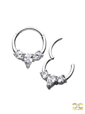 3-Gem Daith Clicker Earring, Steel