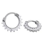12-Gem Daith Clicker Earring, Titanium, Oval, Curved Bar