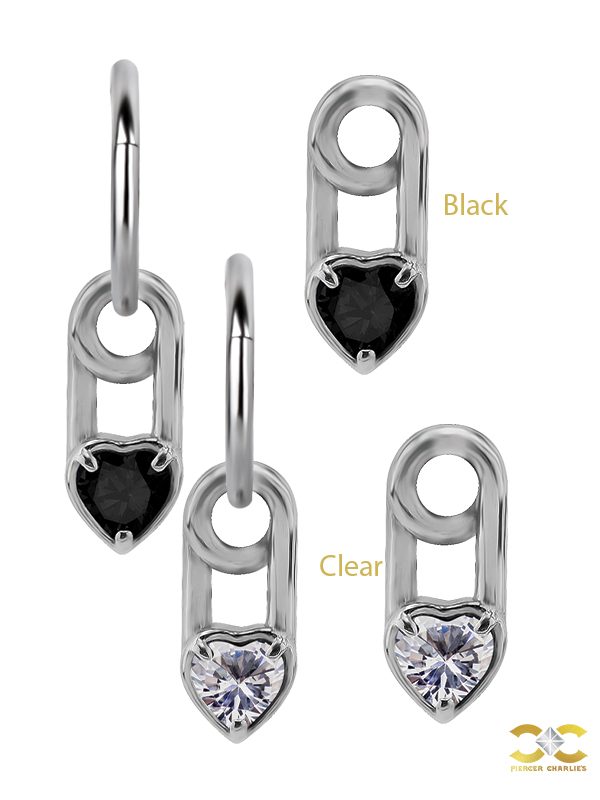 Pin Heart Gem Charm for Clicker Hoop, Steel