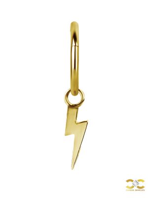 Lightning Bolt Charm for Clicker Hoop, 18k Yellow Gold