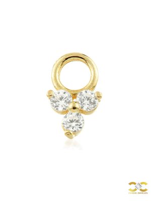 Trinity Charm for Clicker Hoop, 9k Yellow Gold