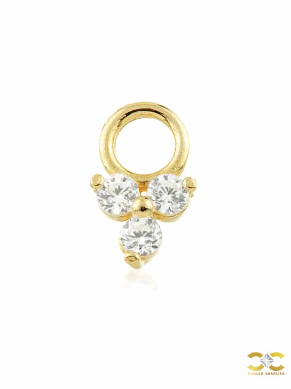 Trinity Charm for Clicker Hoop, 9k Yellow Gold